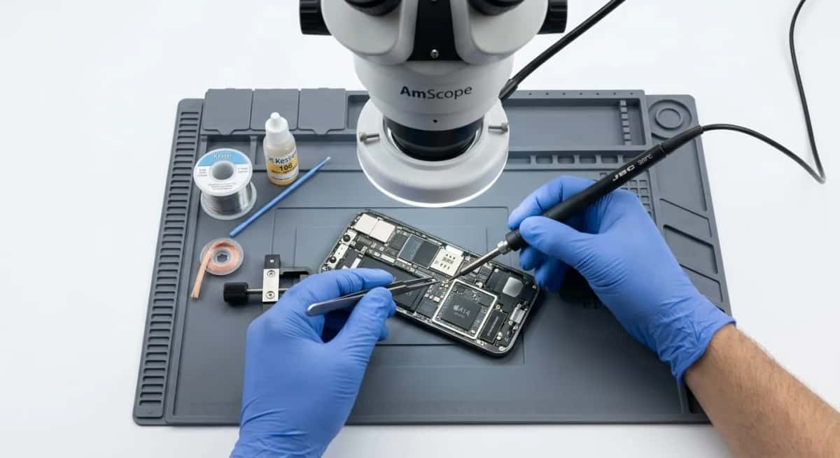 Microsoudure carte mère au microscope, envoi Colissimo depuis la France